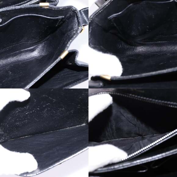 CELINE Horsebit Shoulder Bag Leather Black Gold - Picture 12 of 12